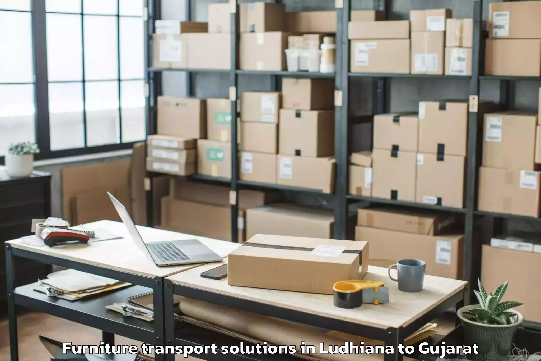 Easy Ludhiana to Gussar Furniture Transport Solutions Booking